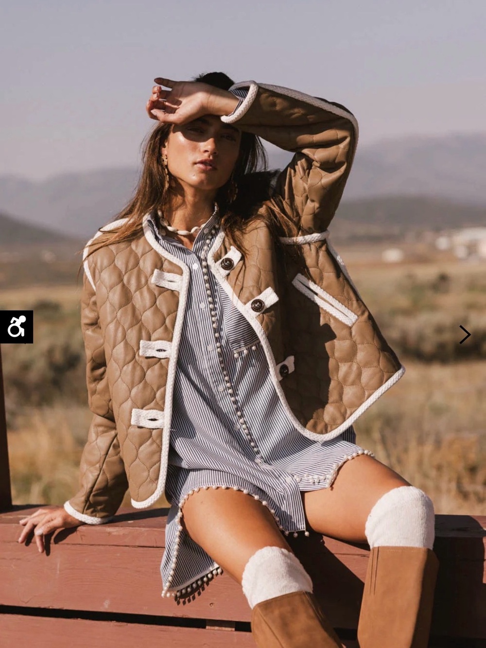 Bohme Tabitha Oversized Quilted Faux Tan Leather Jacket